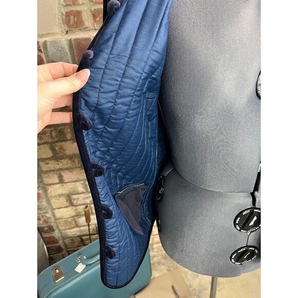 blazer Quilted velour elegant navy blue - Picture 8 of 13